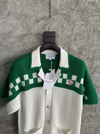 Cream Knit Checkerboard Short-Sleeve - Men's