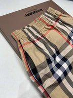 Beige Wool Check Wide-Leg - Men's