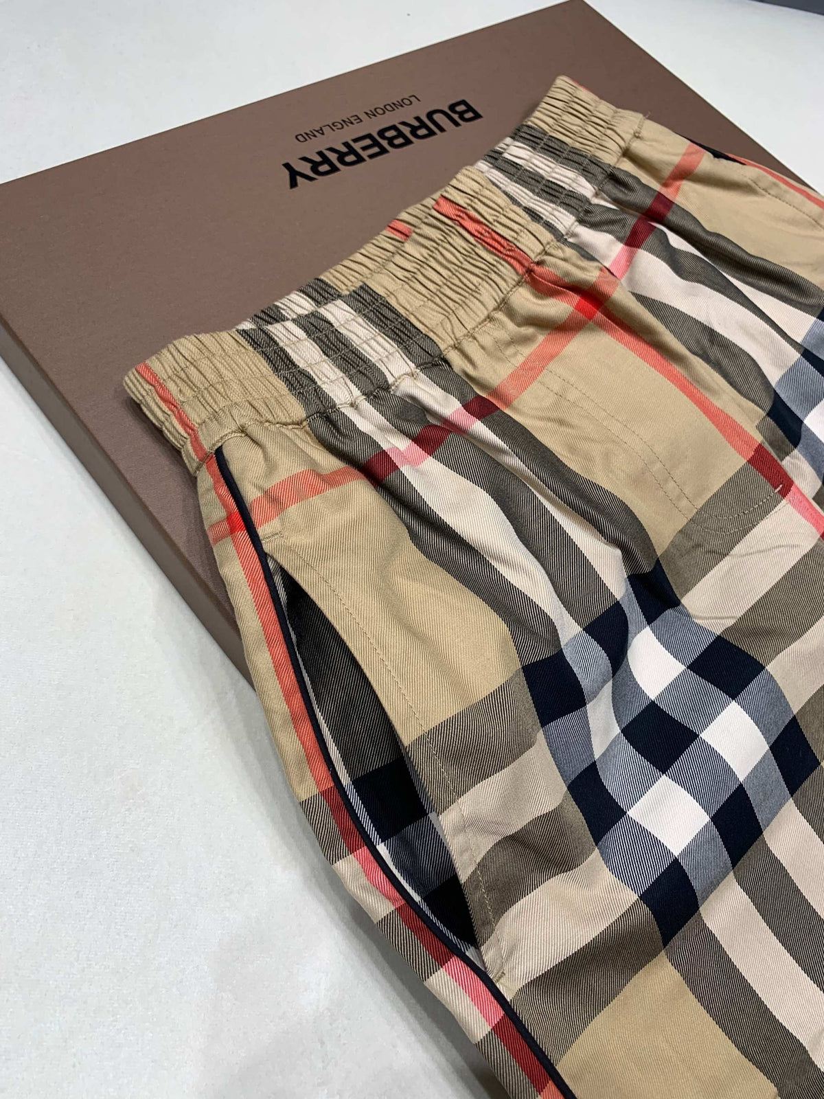 Beige Wool Check Wide-Leg - Men's