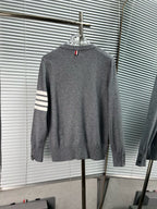 4-Bar Crewneck Cream Sweater - Men's