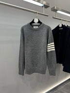 4-Bar Crewneck Navy Sweater - Men's