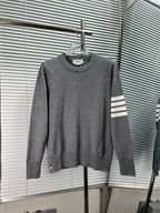 4-Bar Crewneck Cream Sweater - Men's