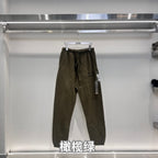 Olive Cotton Text Print Joggers - Men's