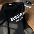 Black Cotton Diagonal Text Crewneck - Men's