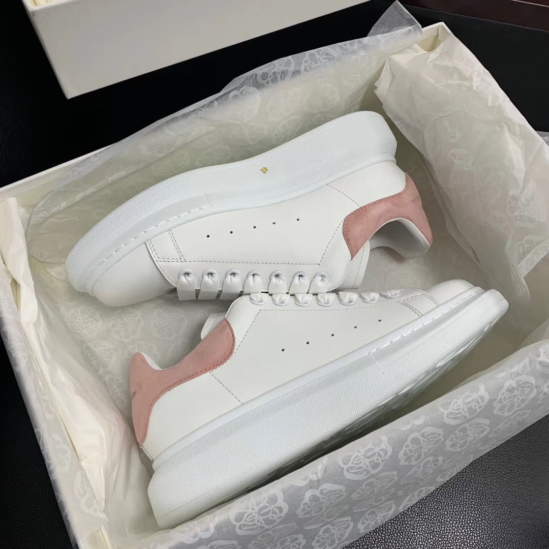 Oversized Pink Suede Tab Sneakers