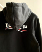 Black Cotton Chest Logo Half-Zip - Men's