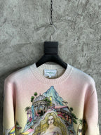 Pink Wool Print Crewneck - Men's