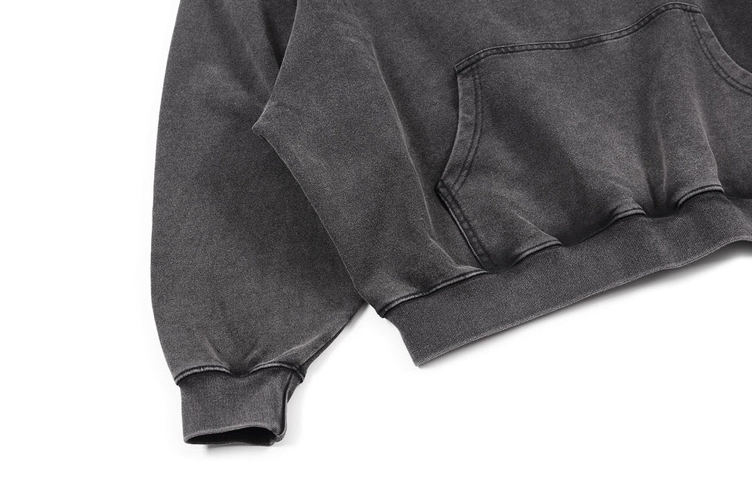 Washed Grey Tonal Logo Hoodie - Men's