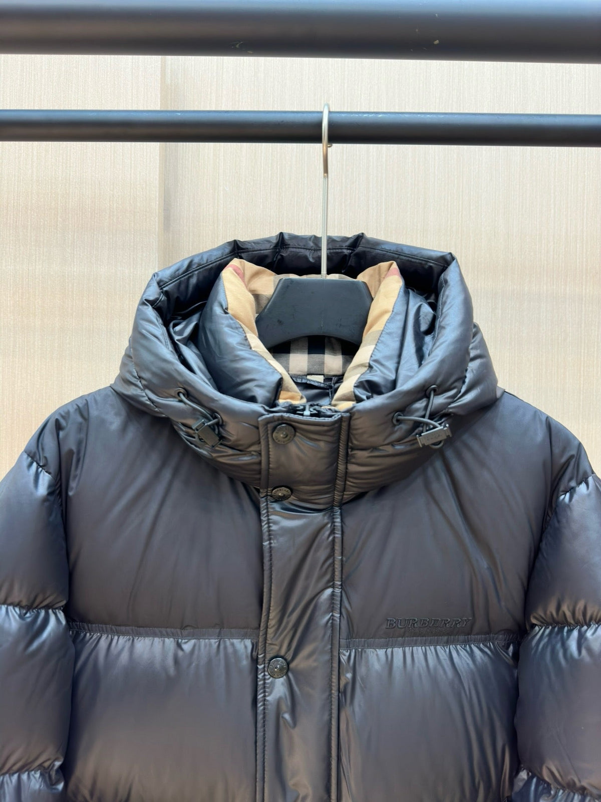 Dark Blue and Black Puffer Jacket - Men's
