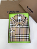 Beige Cotton Check Long-Sleeve - Men's