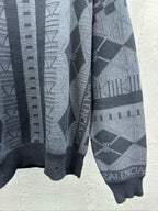 Grey Jacquard Geometric Crewneck - Men's