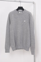 Grey Cotton Chest Logo Long-Sleeve - Men's
