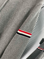 Navy Cotton Striped Sleeve Zip-Through - Men's