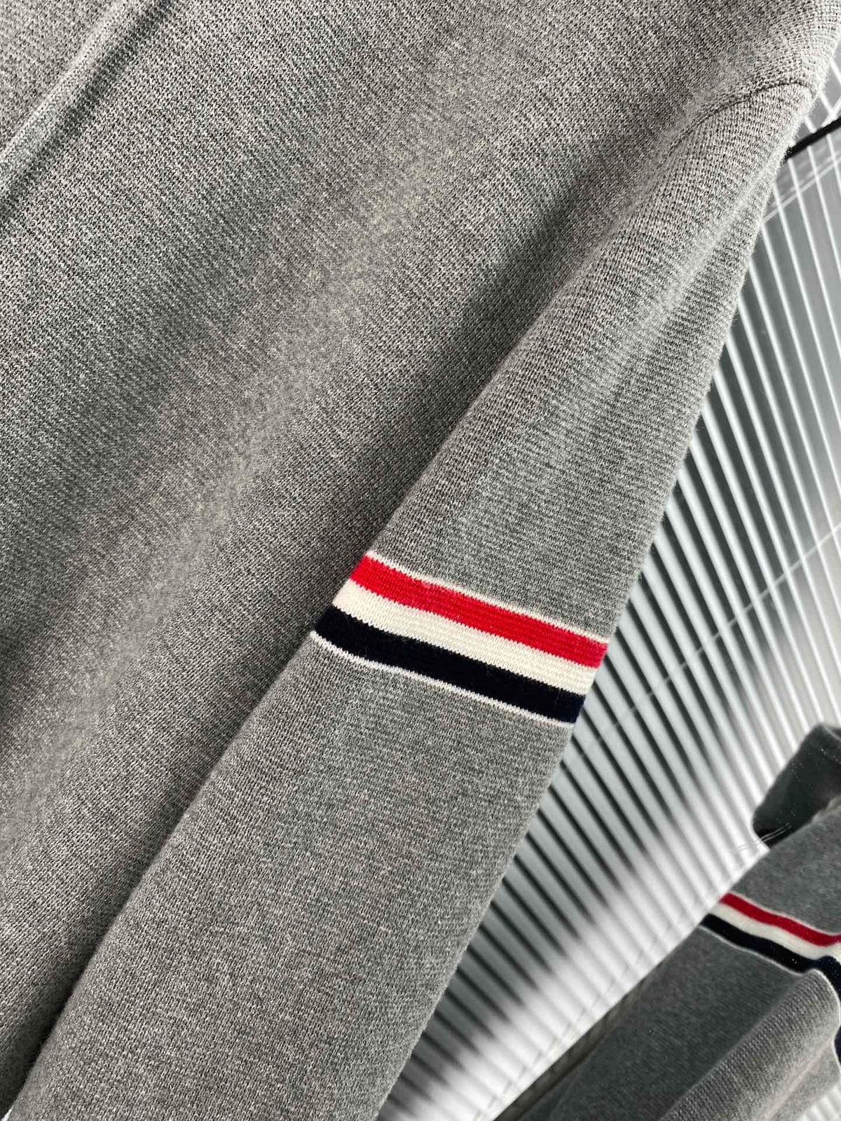 Navy Cotton Striped Sleeve Zip-Through - Men's