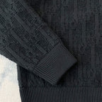 Black Wool Cable Crewneck - Men's