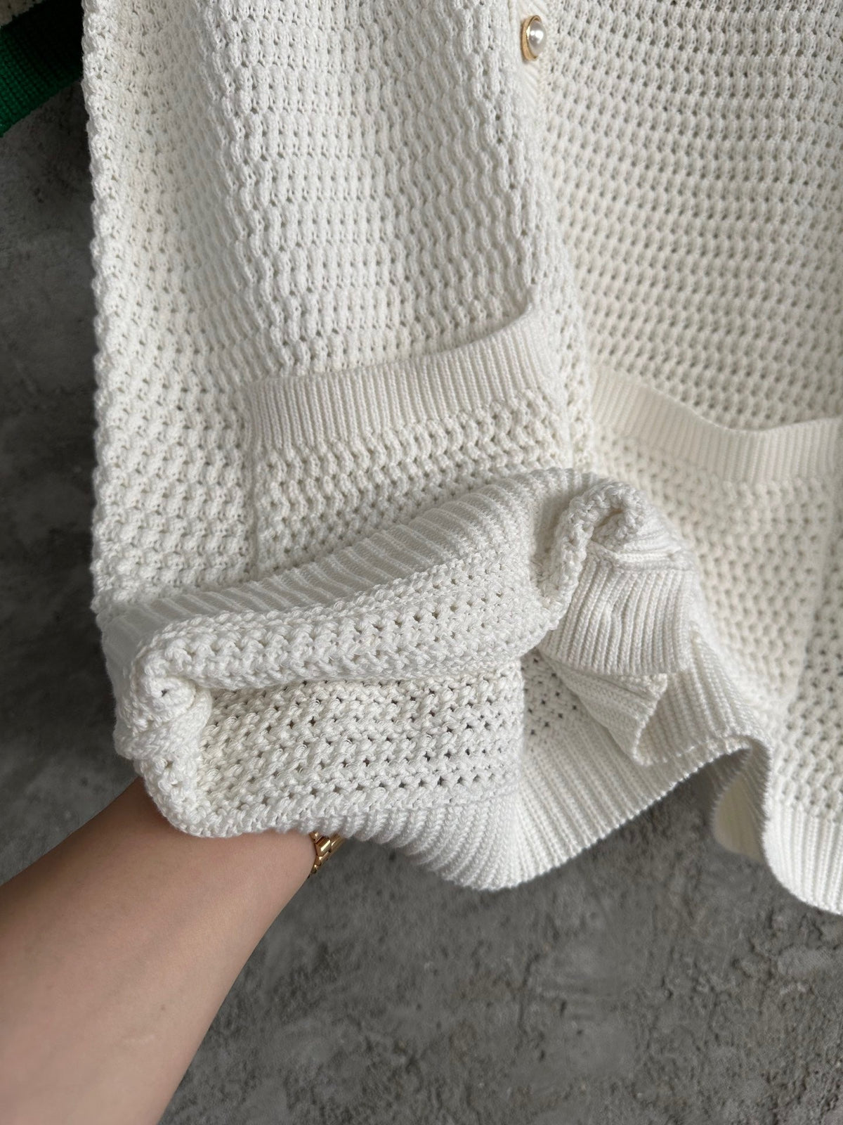 Cream Knit Checkerboard Short-Sleeve - Men's