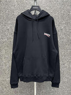 Black Cotton Chest Logo Pullover - Men's