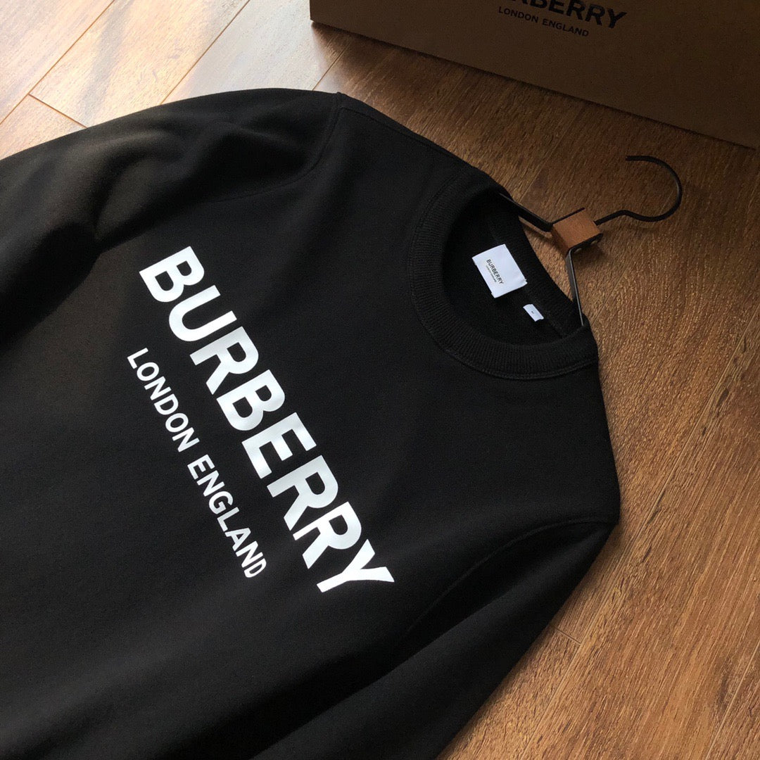 Black Cotton Diagonal Text Crewneck - Men's