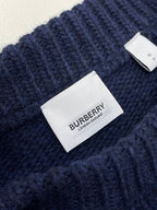 Navy Wool Crest Intarsia Crewneck - Men's