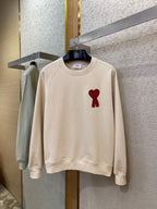 Cream Cotton Heart Logo Crewneck - Men's
