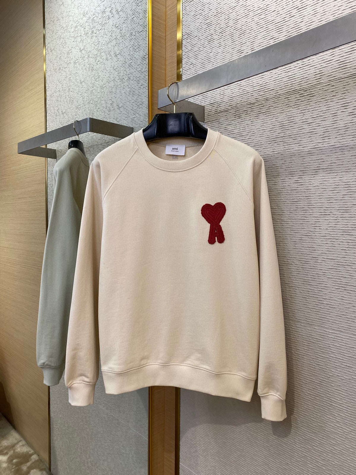 Cream Cotton Heart Logo Crewneck - Men's