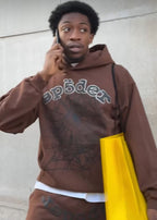 Brown Cotton Graphic Pullover - Men's