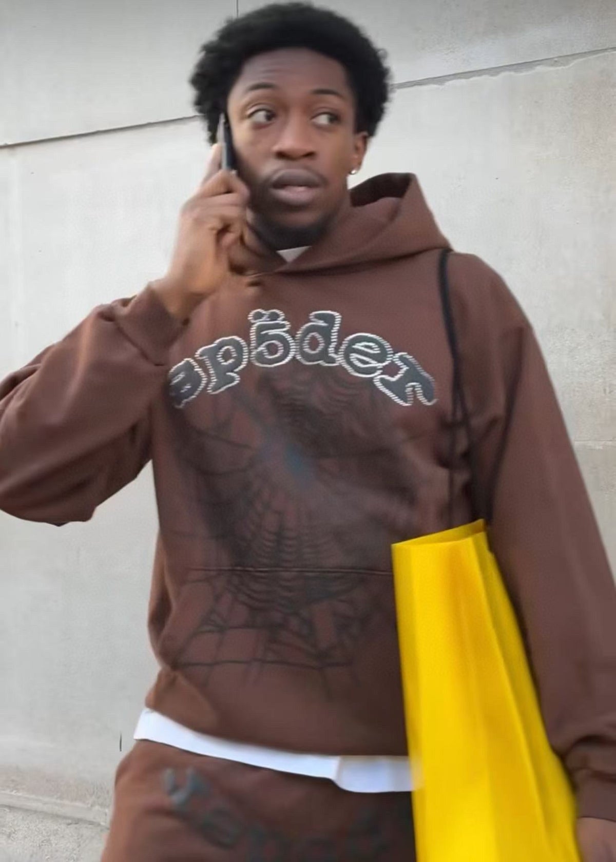 Brown Cotton Graphic Pullover - Men's