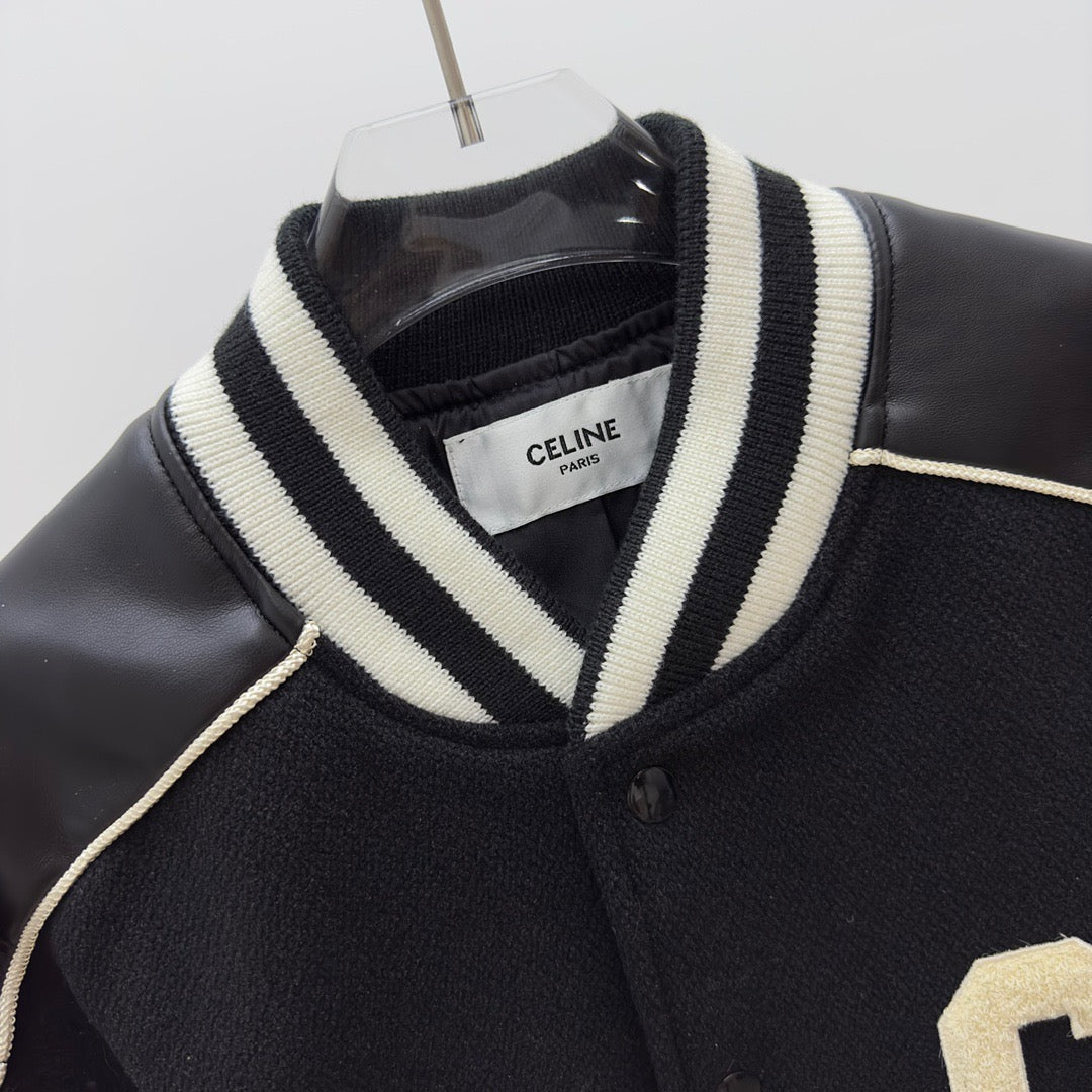 Black Wool Letter Varsity - Men's