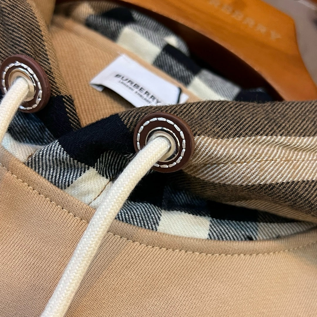 Black Cotton Check Lined Pullover - Men's