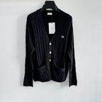 Black Wool Cable Cardigan - Men's