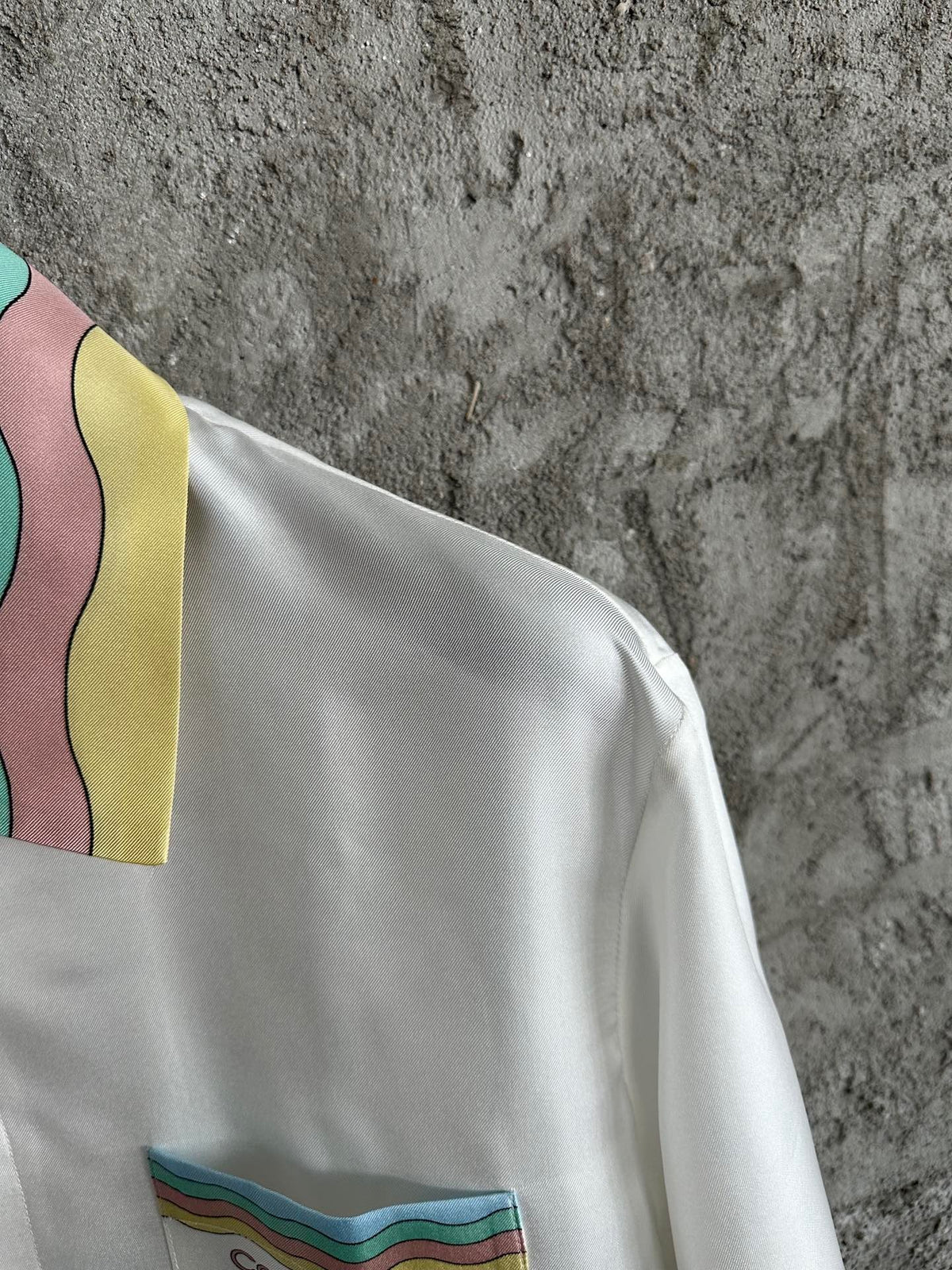 Embroidered Crest Silk Shirt - Men's