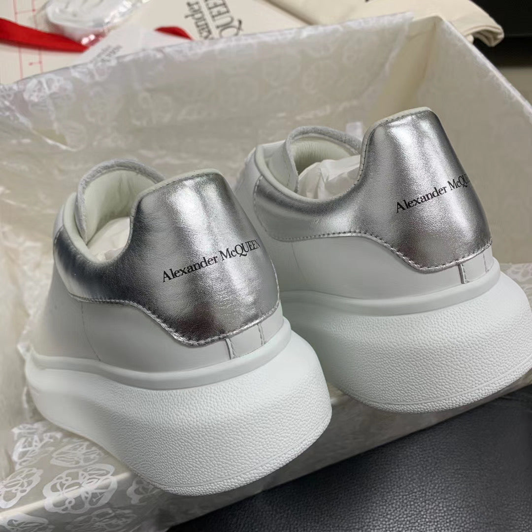 Oversized Silver Metallic Tab Sneakers