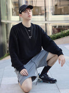 Black Cotton Triangle Logo Long-Sleeve - Men's