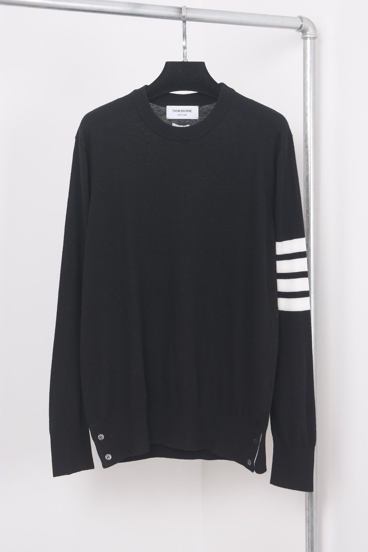 Grey Wool Four-Bar Crewneck - Men's
