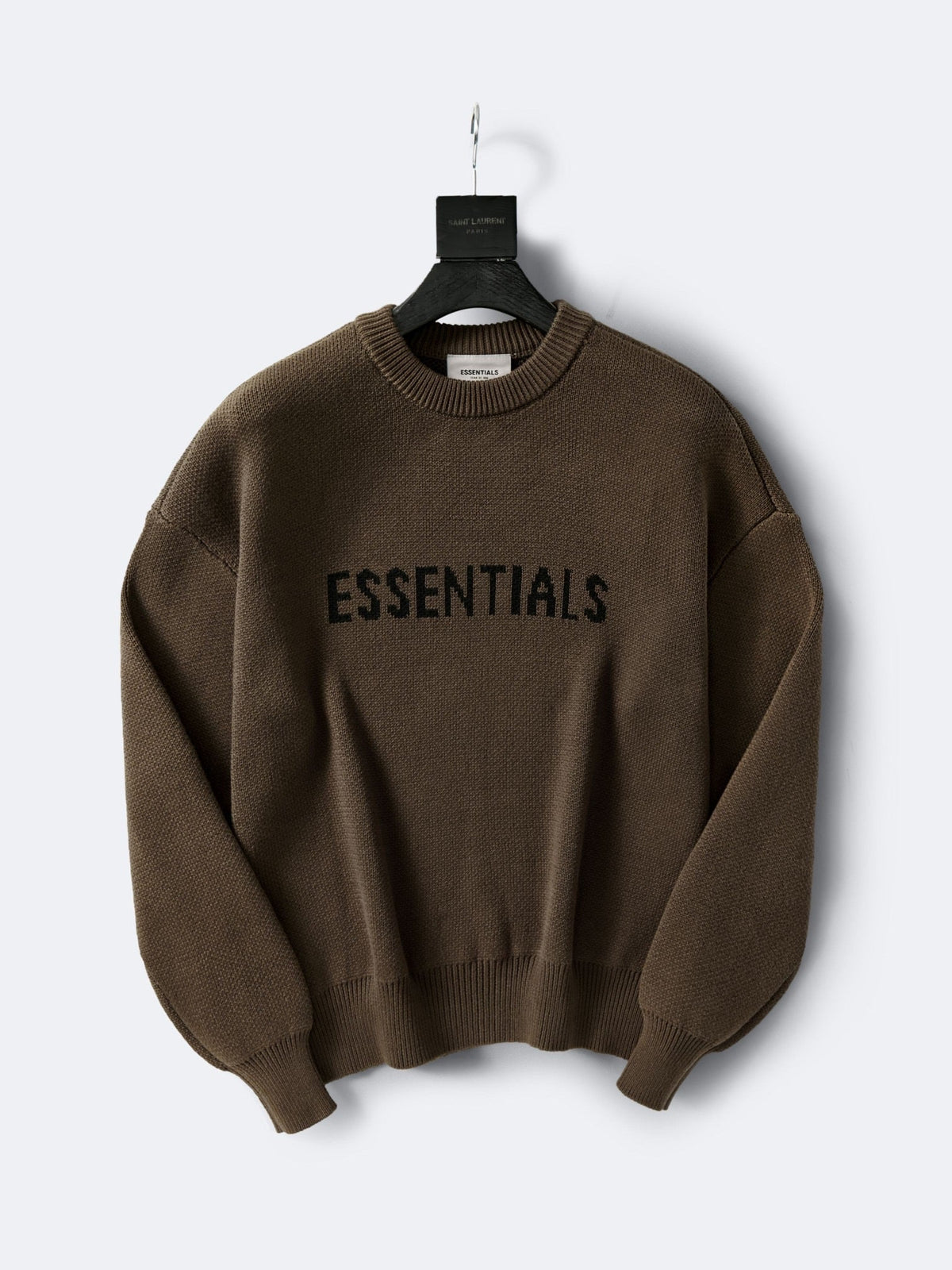 Cream Wool Text Logo Crewneck - Men's