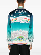 Teal Gradient Silk Shirt - Men's