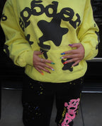 Yellow Cotton Star Print Pullover - Men's