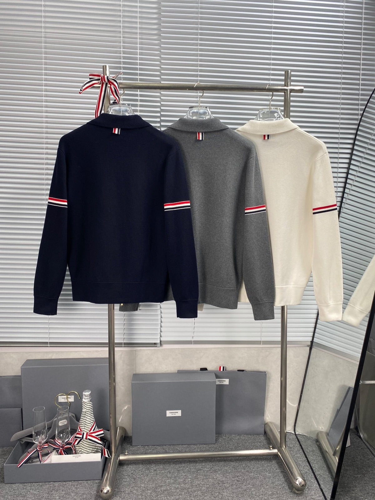 RWB Stripe Cardigan Navy - Men's
