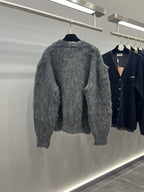 Grey Mohair Graphic Crewneck - Men's