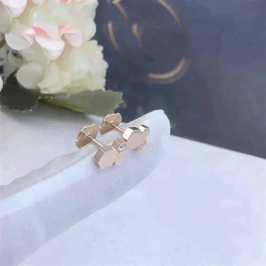 Bee Love Rose Gold Diamond Earrings – LUX VERSE Luxury Designer Fashion Outlet