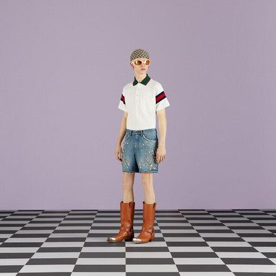 Cotton jersey polo with Web - Lux Studios