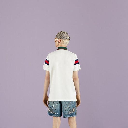 Cotton jersey polo with Web - Lux Studios