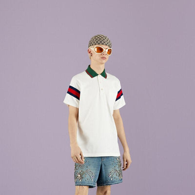 Cotton jersey polo with Web - Lux Studios