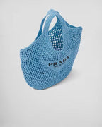 Crochet tote bag – the embroidered lettering logo decorates the front of this accessory that – LUX VERSE Luxury Designer Fashion Outlet