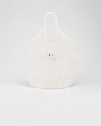Crochet tote bag – the embroidered lettering logo decorates the front of this accessory that – LUX VERSE Luxury Designer Fashion Outlet