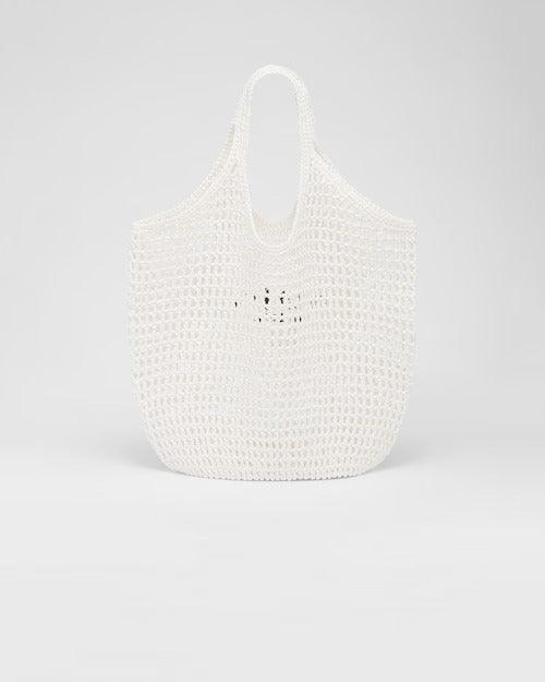 Crochet tote bag – the embroidered lettering logo decorates the front of this accessory that – LUX VERSE Luxury Designer Fashion Outlet