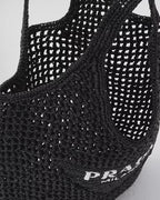 Crochet tote bag – the embroidered lettering logo decorates the front of this accessory that – LUX VERSE Luxury Designer Fashion Outlet
