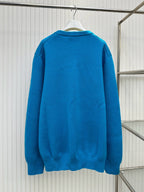Navy Wool Text Logo Crewneck - Men's