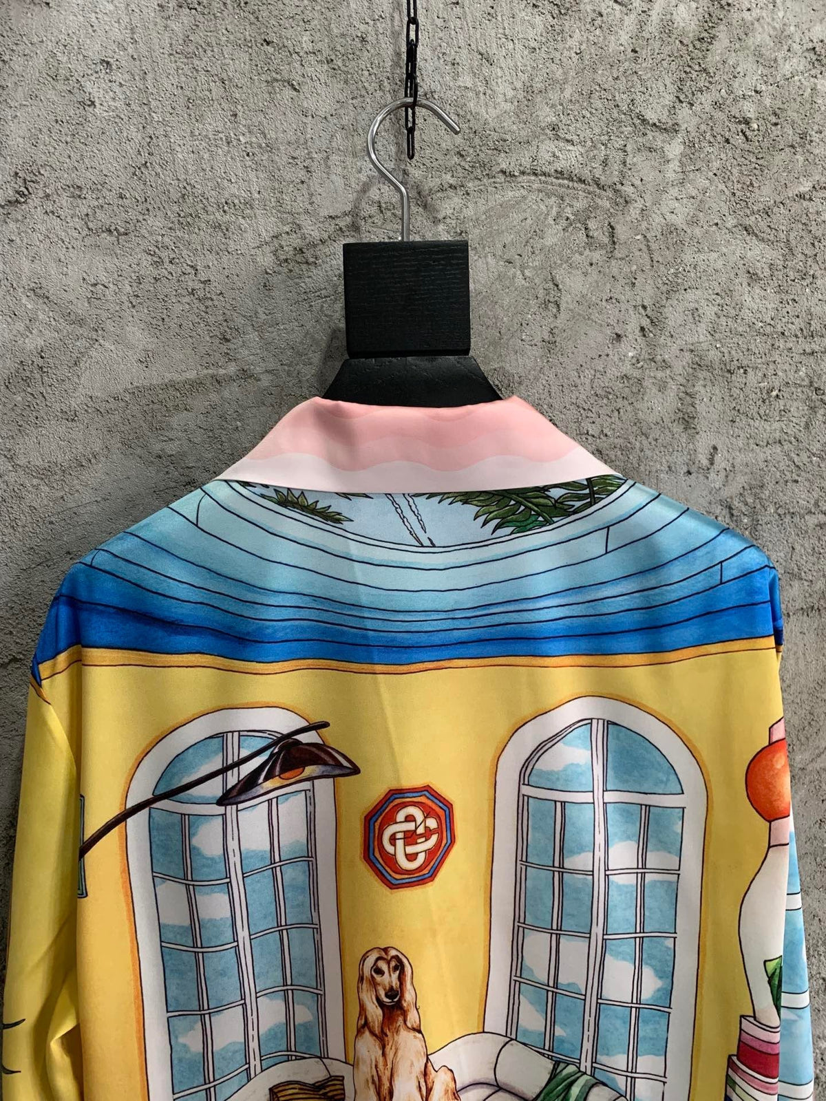 Pink Scenic Print Silk Shirt - Men's