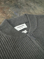 4-Bar Knit Zip Grey Sweater - Men's